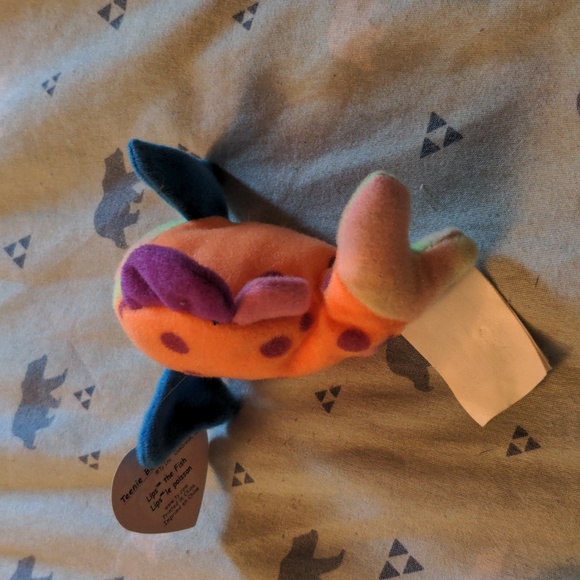 1999 Ty Teenie Beanie Babies Lips the Fish Plush - Picture 6 of 7